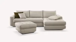Lot canapé angle et pouf STELLA Gemma Avoine