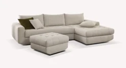Lot canapé angle et pouf STELLA Gemma Avoine